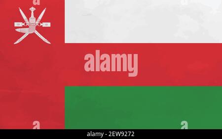 Oman flag with waving grunge texture. Vector background. Stock Vector