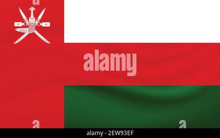 Oman flag with waving grunge texture. Vector background. Stock Vector