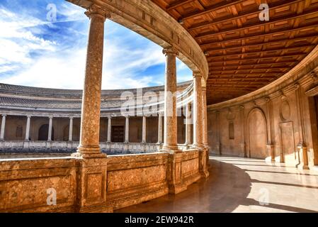 Palace of Charles V, Alhambra, Granada, Andalusia, Spain Stock Photo