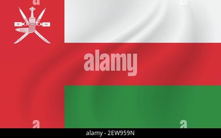 Oman flag with waving grunge texture. Vector background. Stock Vector