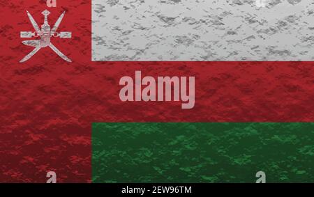Oman flag with waving grunge texture. Vector background. Stock Vector
