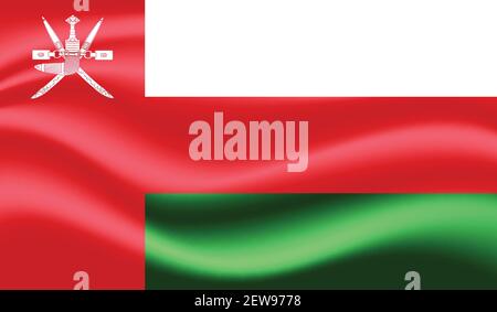 Oman flag with waving grunge texture. Vector background. Stock Vector
