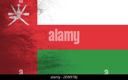 Oman flag with waving grunge texture. Vector background. Stock Vector