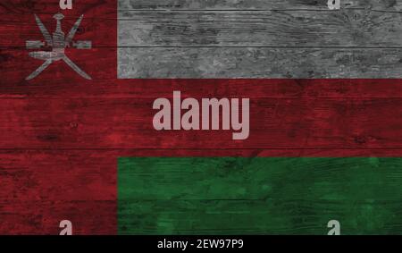 Oman flag with waving grunge texture. Vector background. Stock Vector