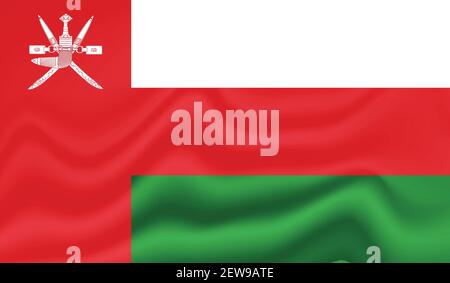 Oman flag with waving grunge texture. Vector background. Stock Vector