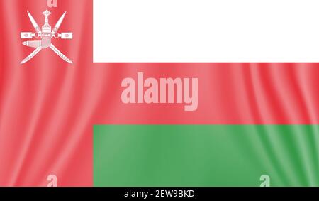 Oman flag with waving grunge texture. Vector background. Stock Vector