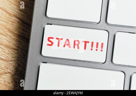 Start concept on keyboard button. Close up. Stock Photo