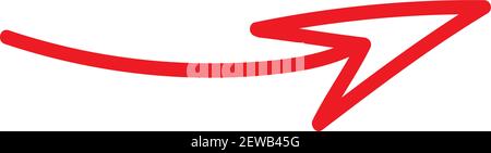 Simple thin red arrow pointing to the left, illustration, vector on white background. Stock Vector