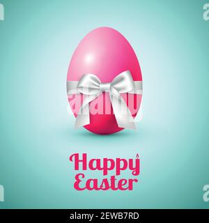 Abstract image of a large egg with a white bow and congratulations on Easter - Vector illustration Stock Vector