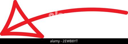 Red thin arrow pointing to the left, illustration, vector on white background. Stock Vector
