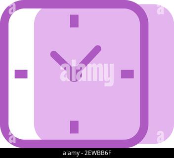 Reactangular pink clock, illustration, vector on white background. Stock Vector