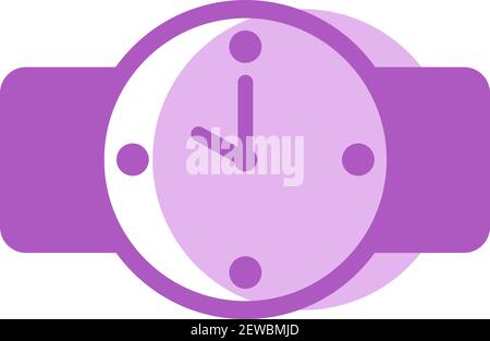 Pink wrist watch, illustration, vector on white background. Stock Vector