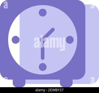 Purple square clock, illustration, vector on white background. Stock Vector