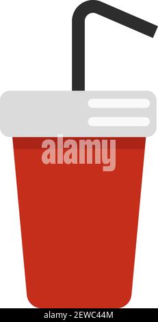 Drink in a red cup, illustration, vector on white background. Stock Vector