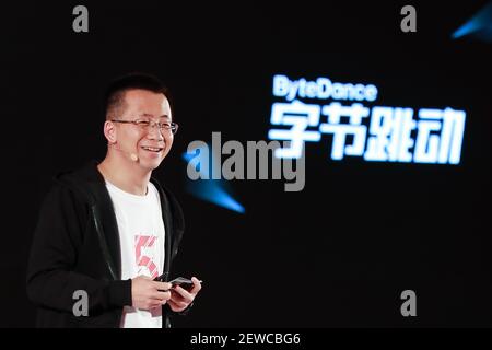 --FILE--Zhang Yiming, founder and CEO of tech company Bytedance, owner of Chinese personalized news aggregator Jinri Toutiao and short video platform Douyin, attends the 5th anniversary celebration event in Beijing, China, 10 March 2017. China has the world's most unicorns, with 217 companies with a collective value of $737.7 billion, outnumbering US' 192 unicorns valued at $805.1 billion, according to the latest global unicorns Top 500 list. Among the world's five highest valued unicorns, three are Chinese companies: ByteDance, Alibaba Cloud, and DiDi, in the second, third and fifth place, re