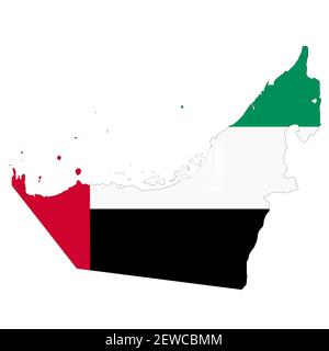 United Arab Emirates map on white background with clipping path Stock Photo