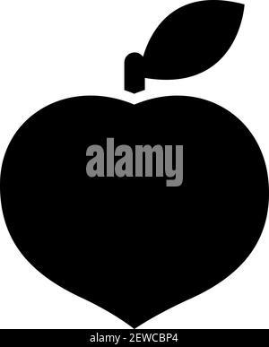 Peach with a stem, illustration, vector on white background. Stock Vector