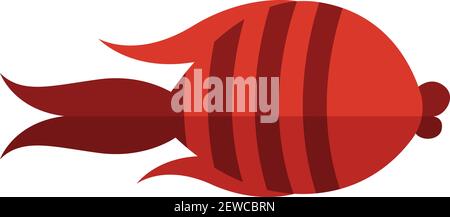 Red fish with three lines, illustration, vector on white background. Stock Vector