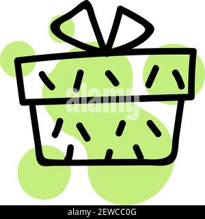 Giftbox with confetti, illustration, vector on white background. Stock Vector