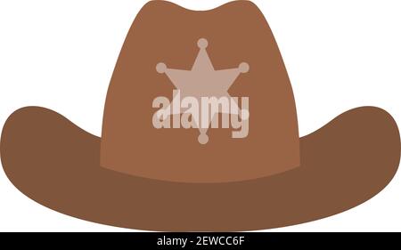 Sheriffs hat, illustration, vector on white background. Stock Vector