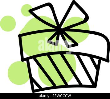 Thoughtful giftbox, illustration, vector on white background. Stock Vector
