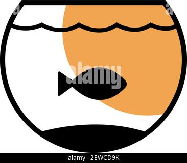 Fish in aquarium, illustration, vector on white background. Stock Vector