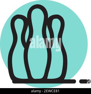 Bowling pins, illustration, vector on white background. Stock Vector