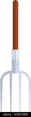 Big gardening fork, illustration, vector on white background. Stock Vector