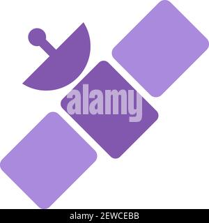 Purple space satelite, illustration, vector on white background. Stock Vector