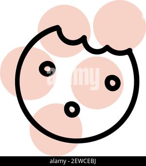 Bitten cookie, illustration, vector on white background. Stock Vector