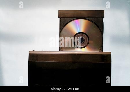 close up of  vcd or dvd player with open tray Stock Photo
