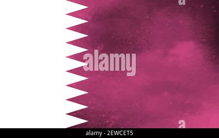 Qatar flag with waving grunge texture. Vector background. Stock Vector
