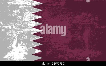 Qatar flag with waving grunge texture. Vector background. Stock Vector