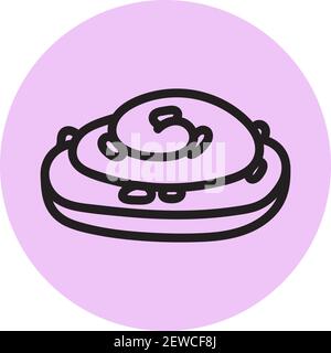 Sweet roll, illustration, vector on white background. Stock Vector