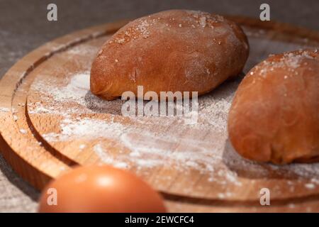 home-baked close-up on a cutting board Stock Photo
