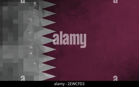 Qatar flag with waving grunge texture. Vector background. Stock Vector