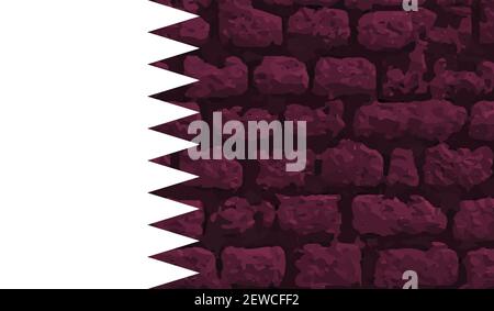 Qatar flag with waving grunge texture. Vector background. Stock Vector