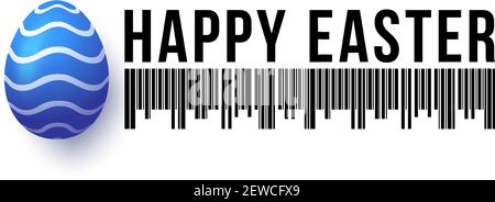 Easter SALE concept illustration. Bar code realistic Egg banner. Happy Easter vector background. Egg sticker. Vector Stock Vector