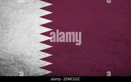 Qatar flag with waving grunge texture. Vector background. Stock Vector