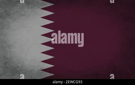 Qatar flag with waving grunge texture. Vector background. Stock Vector