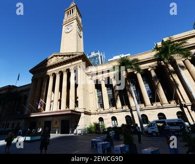 City Hall Clock Tower in Brisbane, Australia. Stock Photo