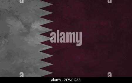 Qatar flag with waving grunge texture. Vector background. Stock Vector