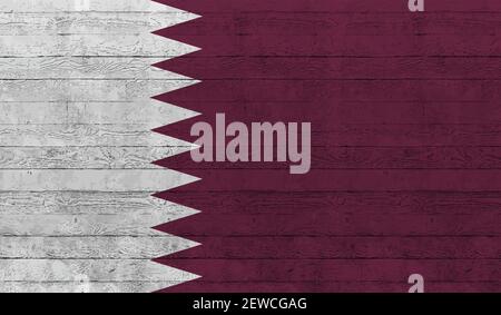 Qatar flag with waving grunge texture. Vector background. Stock Vector