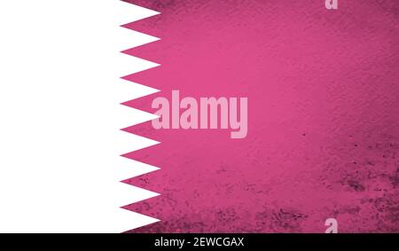 Qatar flag with waving grunge texture. Vector background. Stock Vector