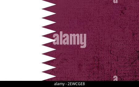 Qatar flag with waving grunge texture. Vector background. Stock Vector