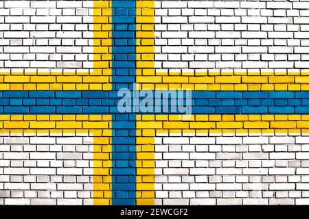Flag of Sweden Finns painted on cracked wall Stock Photo - Alamy