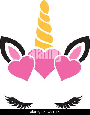 vector illustration of a cute unicorn face. Stock Vector