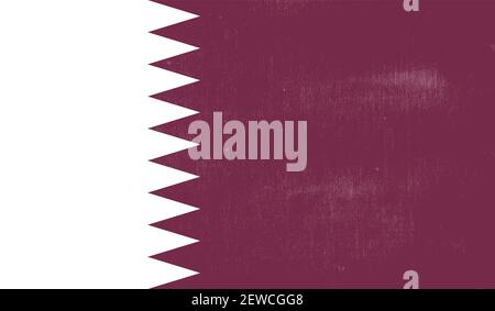 Qatar flag with waving grunge texture. Vector background. Stock Vector