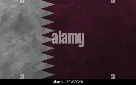 Qatar flag with waving grunge texture. Vector background. Stock Vector