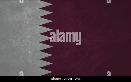 Qatar flag with waving grunge texture. Vector background. Stock Vector